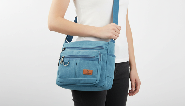 Säker resväska med RFID-skydd och flera fack. En funktionell unisex crossbodyväska för alla tillfällen.