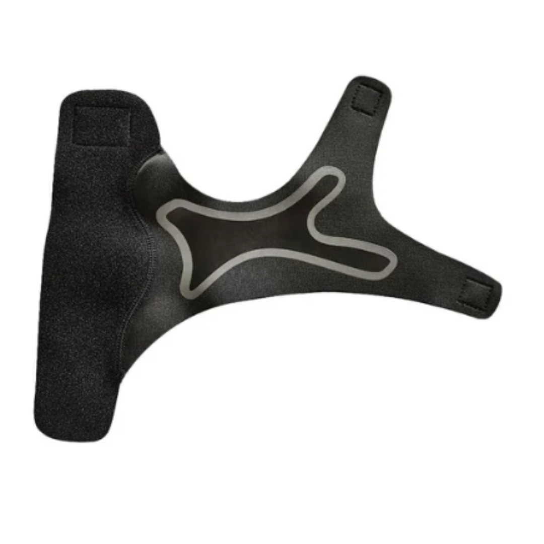 Svart elastiskt fotledsband för sport och träning, ger skydd och stabilt stöd vid aktivitet och promenader.