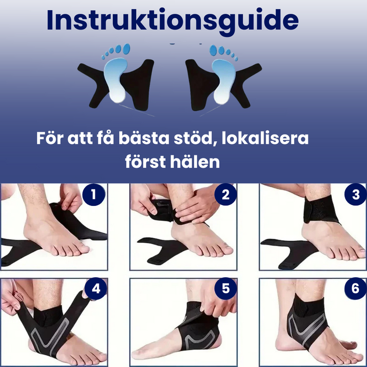 Justerbart fotledsstöd som ger säkert skydd och stöd åt fotleden, perfekt för återhämtning och förebyggande användning.