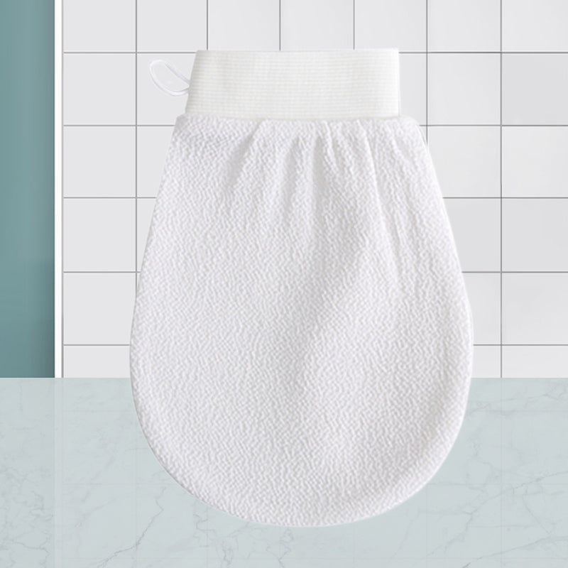 Unisex exfolierande handskar i viskos, bönbrun och lila färg, tar bort död hud för mjukare hud.