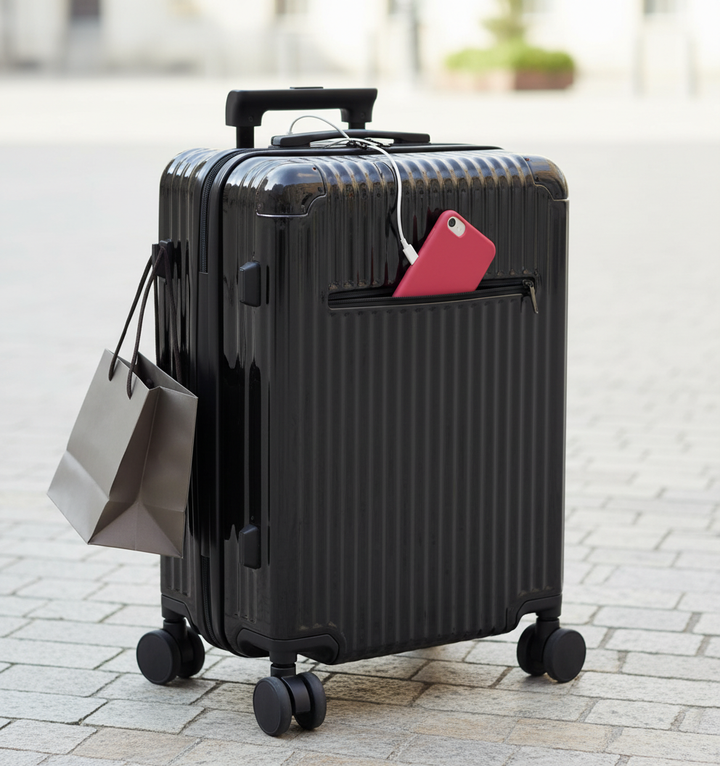 Unisex FlexiCase hjulväska för snabb åtkomst, perfekt som handbagage för smidiga resor med USB-laddning.
