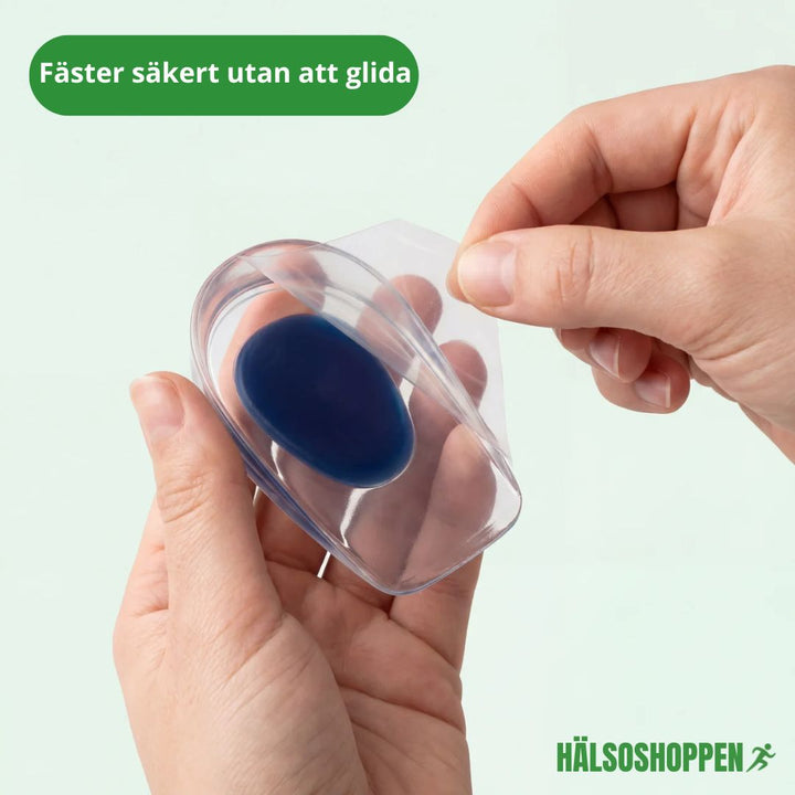 Mjuka gel-inläggssulor med dubbel densitet, optimerar stötdämpning och ger långvarig komfort för hälen.