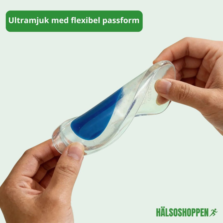 Stötdämpande gel-hälinlägg för aktiva dagar. Minskar trötthet, ger fotstöd och ökar komforten. Unisex.