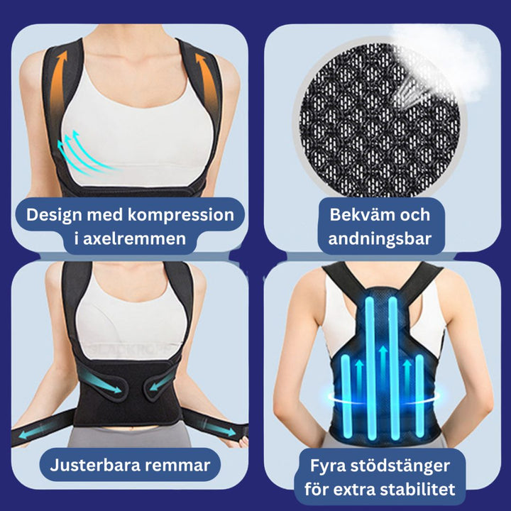 Förbättra din hållning med detta unisex axel- och ryggstöd. Hjälper mot ryggsmärta, ger ergonomisk avlastning.