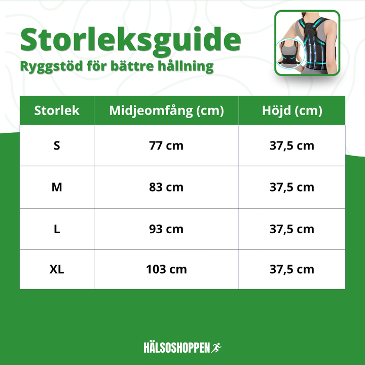 Detaljbild av justerbart hållningsstöd i tyg för rygg och axlar. Stödjer ergonomisk korrekt hållning bekvämt.