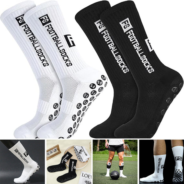 Unisex halkfria fotbollsstrumpor, ergonomisk design i svart färg för stabilitet och komfort på planen, storlek 38-45.