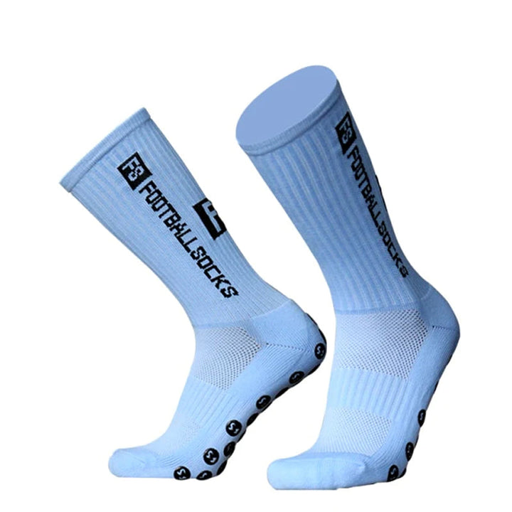 Unisex halkfria fotbollsstrumpor, ergonomisk design i svart färg för stabilitet och komfort på planen, storlek 38-45.