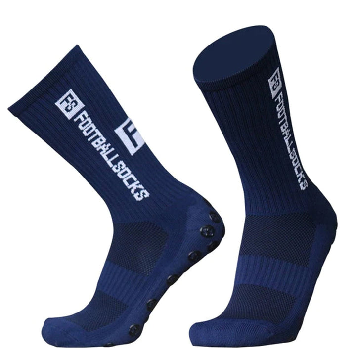 Unisex halkfria fotbollsstrumpor, ergonomisk design i svart färg för stabilitet och komfort på planen, storlek 38-45.