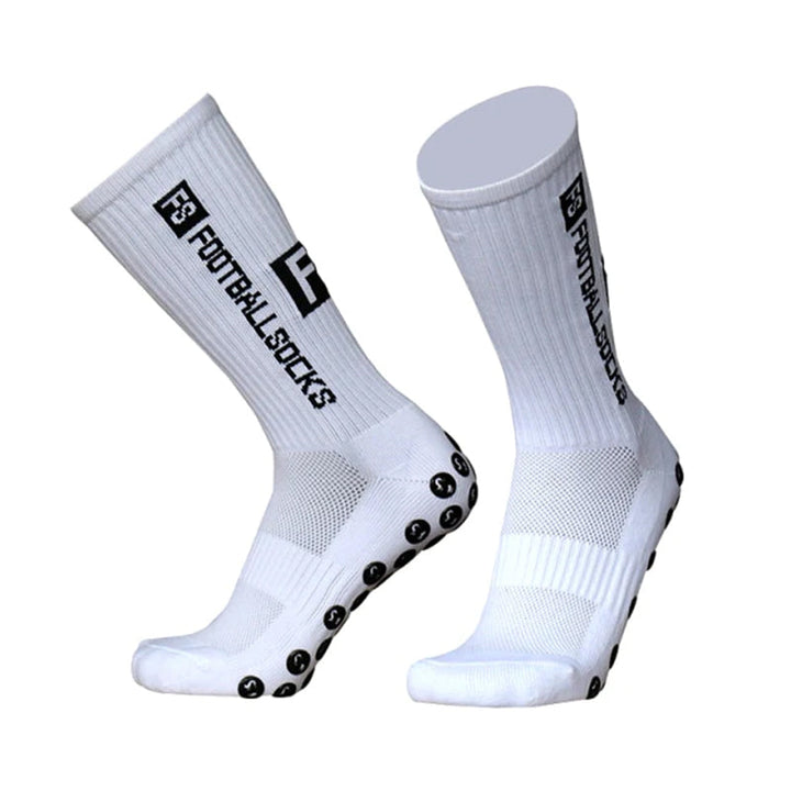 Unisex halkfria fotbollsstrumpor, ergonomisk design i svart färg för stabilitet och komfort på planen, storlek 38-45.