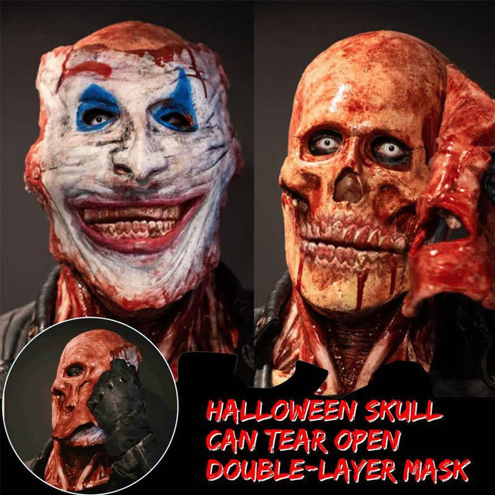 "Unisex Halloween skallemask med dubbel-lager och magnetfäste, skräckdesign."