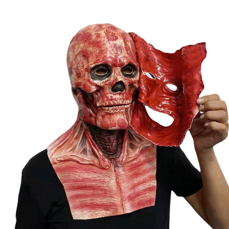 "Unisex Halloween skallemask med dubbel-lager och magnetfäste, skräckdesign."
