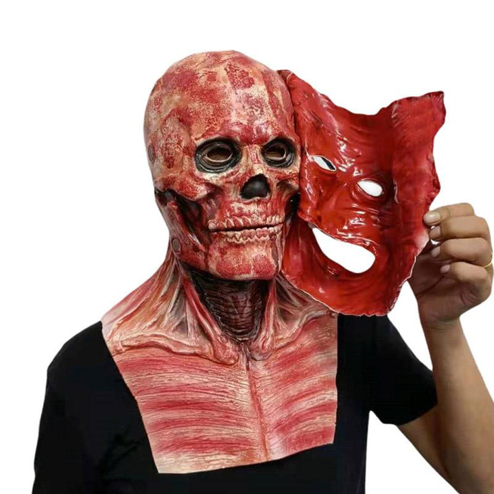 "Unisex Halloween skallemask med dubbel-lager och magnetfäste, skräckdesign."