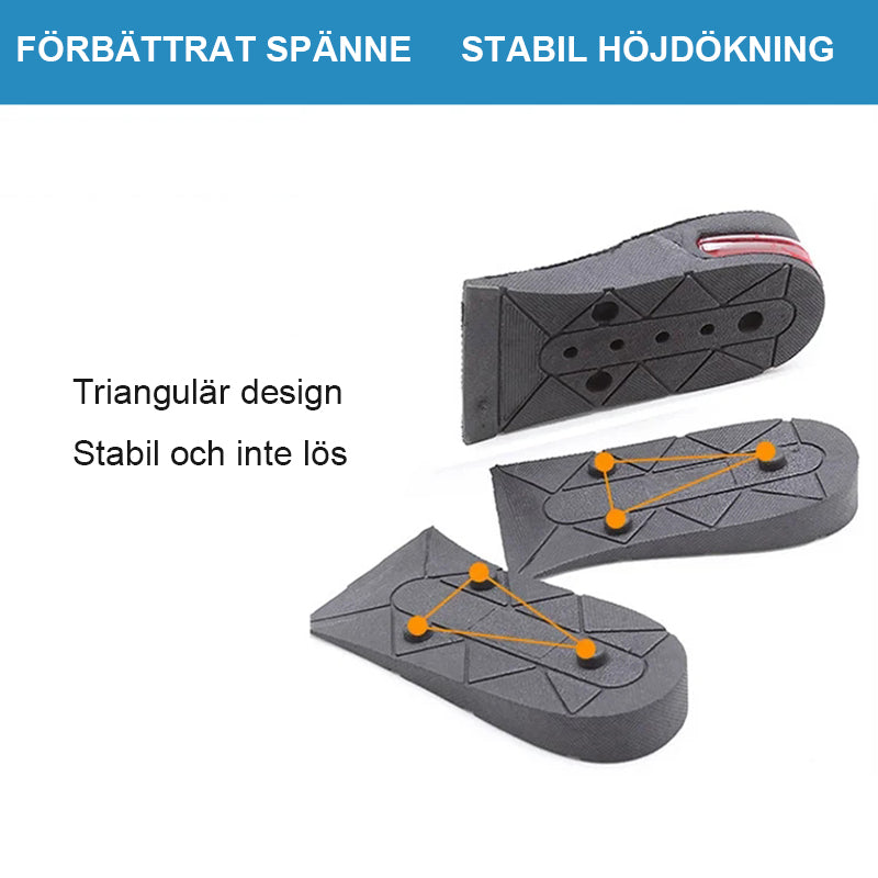 Unisex höjande innersula med luftkudde, diskret design, justerbar höjd 3-7,5 cm, bekväm, passar de flesta skomodeller.