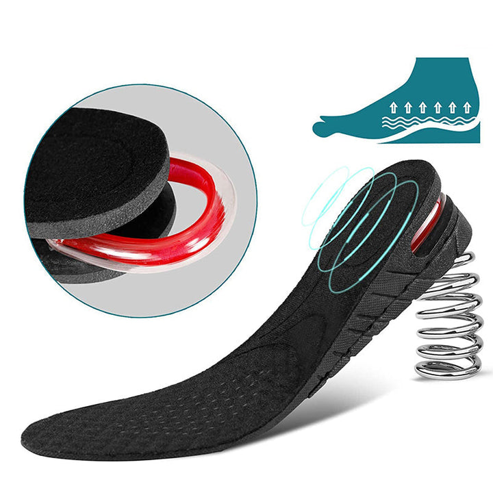 Unisex höjande innersula med luftkudde, diskret design, justerbar höjd 3-7,5 cm, bekväm, passar de flesta skomodeller.