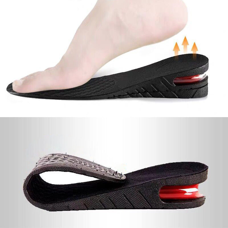 Unisex höjande innersula med luftkudde, diskret design, justerbar höjd 3-7,5 cm, bekväm, passar de flesta skomodeller.
