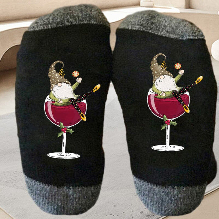 "Unisex julstrumpor med vinglasmönster i livliga färger, perfekt för festliga tillfällen. Bekväma och stretchiga."