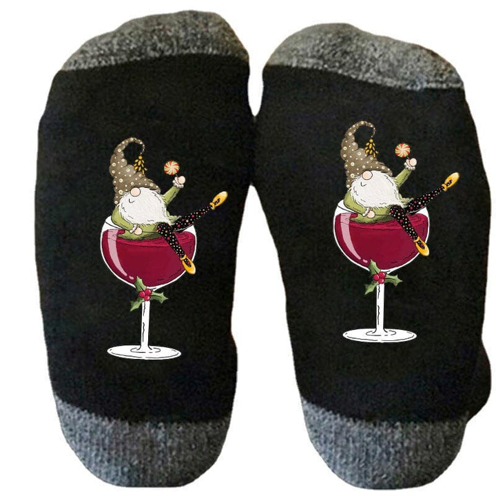 "Unisex julstrumpor med vinglasmönster i livliga färger, perfekt för festliga tillfällen. Bekväma och stretchiga."