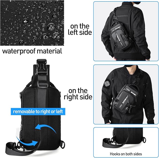 Minimalistisk unisex slingväska, smart förvaring och enkel åtkomst till dina personliga tillhörigheter.