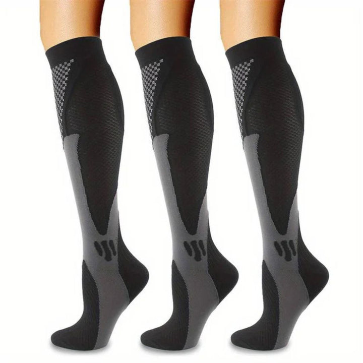 Unisex kompressionsstrumpor 3-pack för sport, träning & resor. Ger stöd, komfort & bättre blodcirkulation.