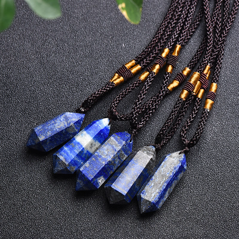 Unisex tigeröga halsband, skyddande sten i hexagonform för mod & jordning.