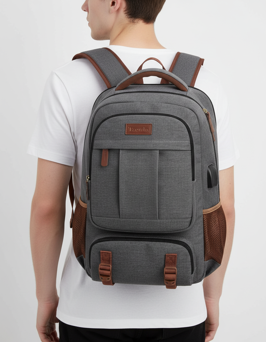 Ergonomisk vardagsryggsäck med flera smarta fack, stöldskydd och USB för bekväm transport av din 15,6"-17,3" laptop.