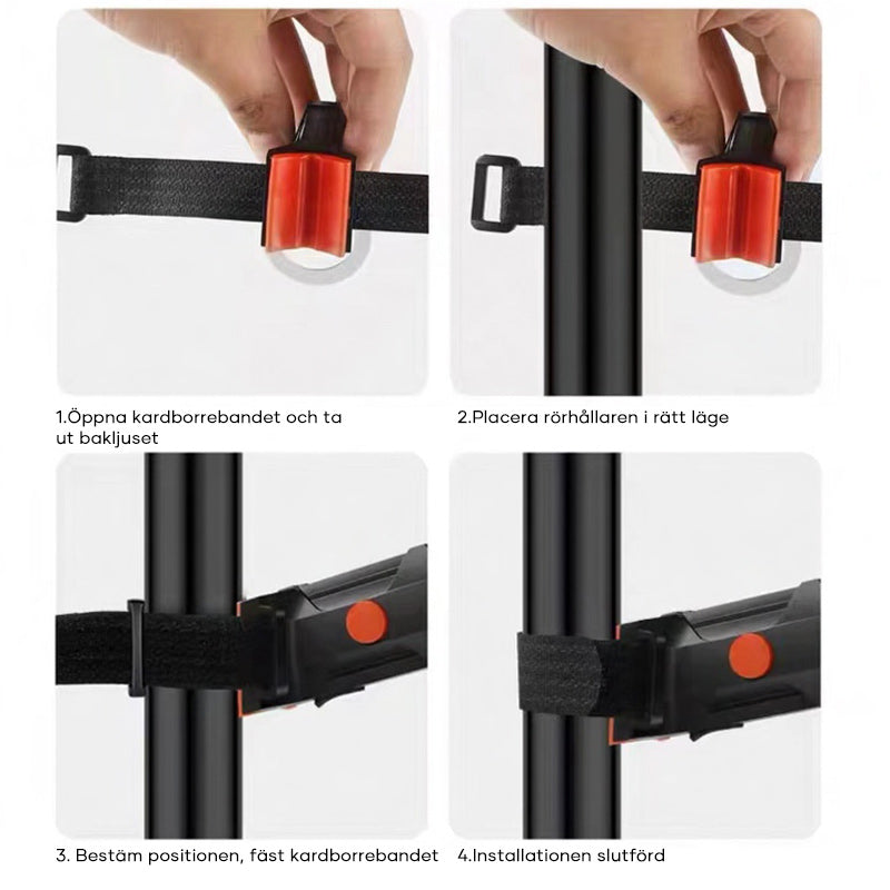 "Unisex LED-baklykta för cykel, elegant design, hög synlighet, flera färger, lång batteritid, perfekt för dag och natt"