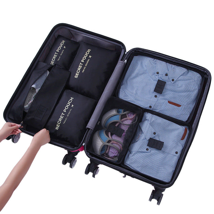 "Unisex packkuber 6-pack, olika storlekar med mesh- och handtagsdesign i färgglad polyester, travel accessories."