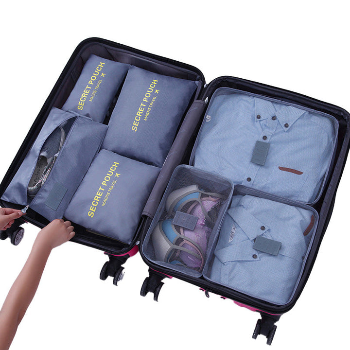 "Unisex packkuber 6-pack, olika storlekar med mesh- och handtagsdesign i färgglad polyester, travel accessories."