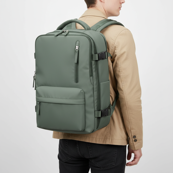 PackMax rullväska & reseryggsäck, smidig för organiserat bagage och handbagage med smarta funktioner.