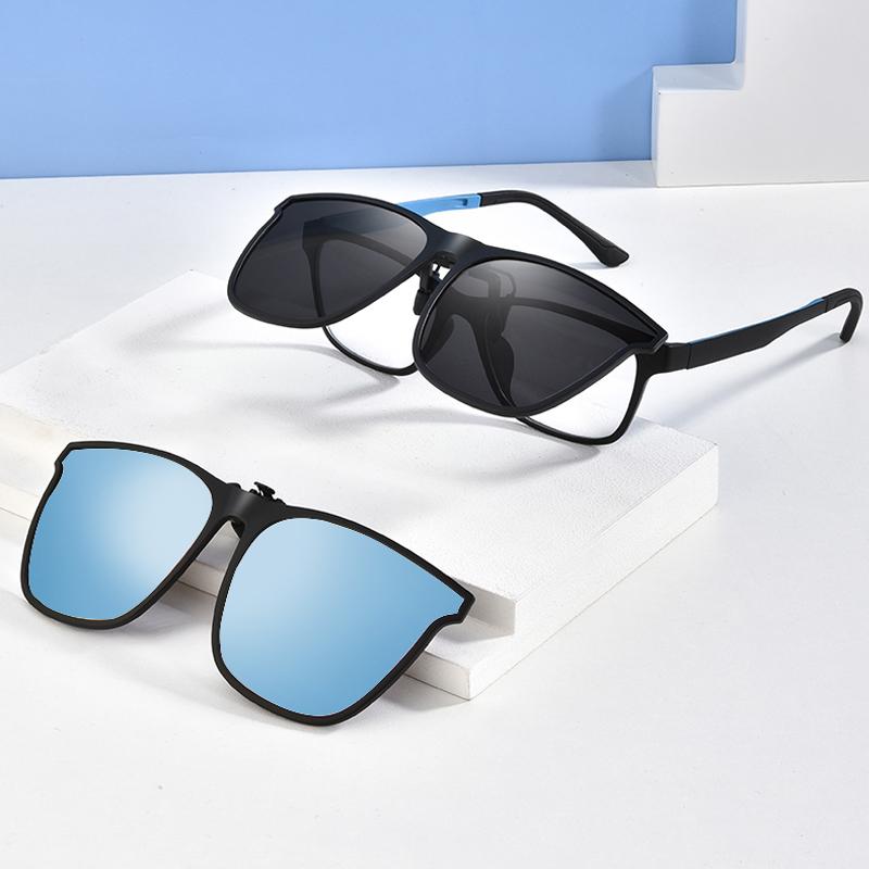 Unisex polariserade clip-on solglasögon med lätt flip-up funktion. Skyddande UV linser för klarhet och komfort.
