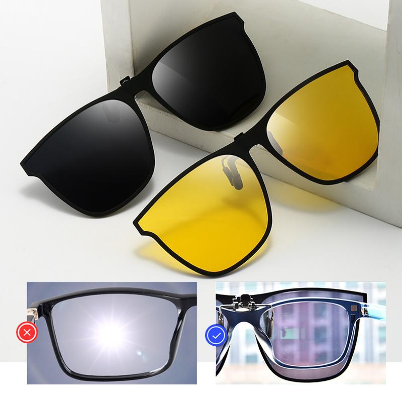 Unisex polariserade clip-on solglasögon med lätt flip-up funktion. Skyddande UV linser för klarhet och komfort.