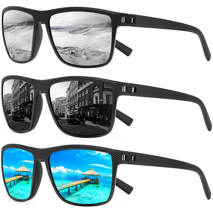 Skyddande unisex solglasögon, 3-pack med polariserade UV400-linser. Ett måste för sommarens stil och komfort.