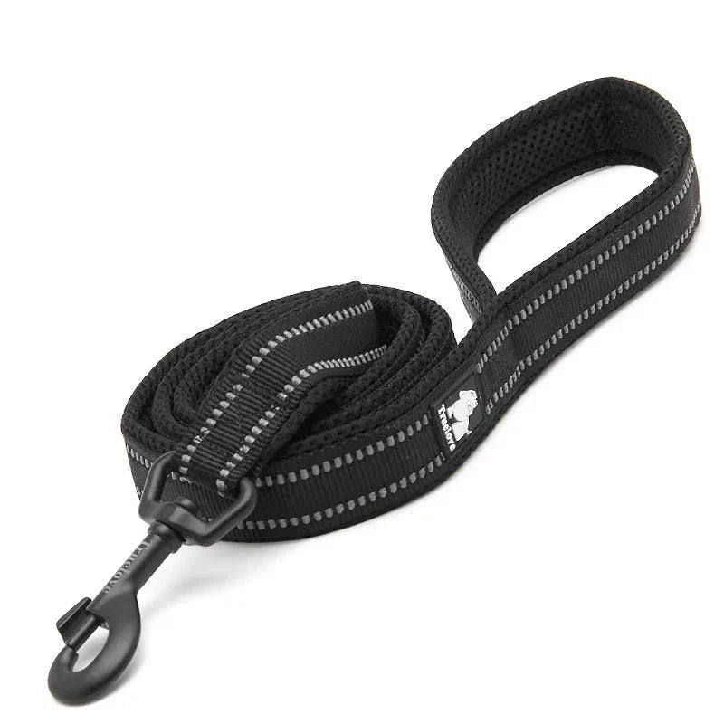 Reflekterande hundkoppel, idealiskt för säker promenad, syns väl i trafik och svagt ljus.