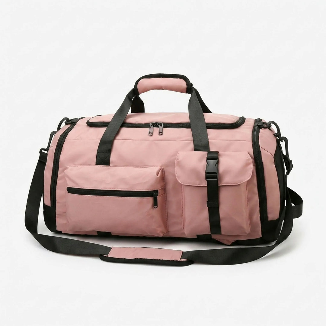 Mångsidig träningsväska & ryggsäck i oxfordtyg, 56-75L. Perfekt som gymväska eller sportduffel.