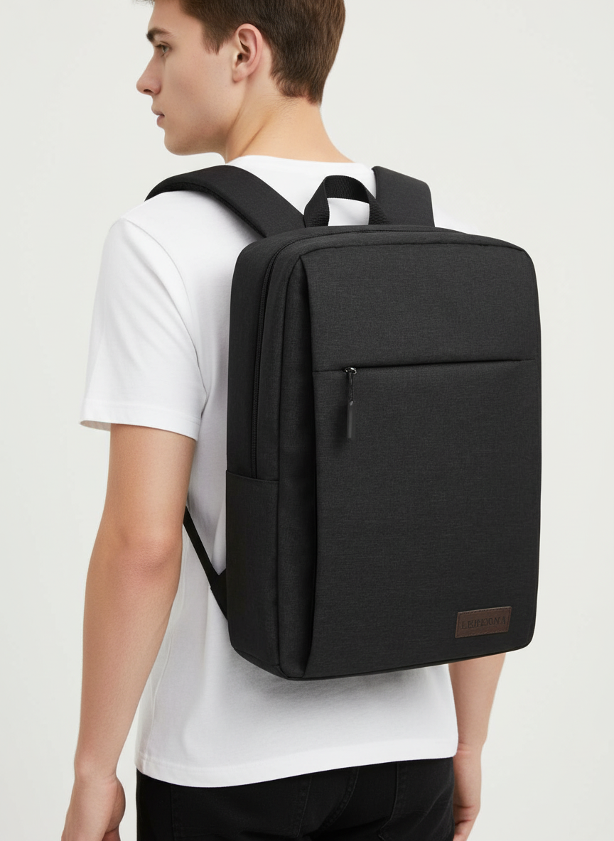 Praktisk unisex pendlarväska/resväska SlimBack. Vattentät ryggsäck med plats för laptop och organiserade fack.