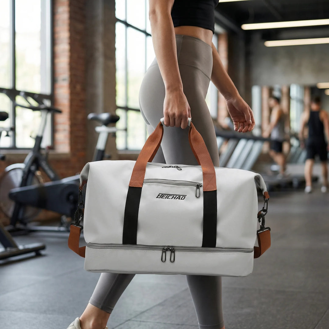 Unisex rymlig sportväska med separat skofack. Perfekt för gymmet, träningen eller weekendresan, praktisk.