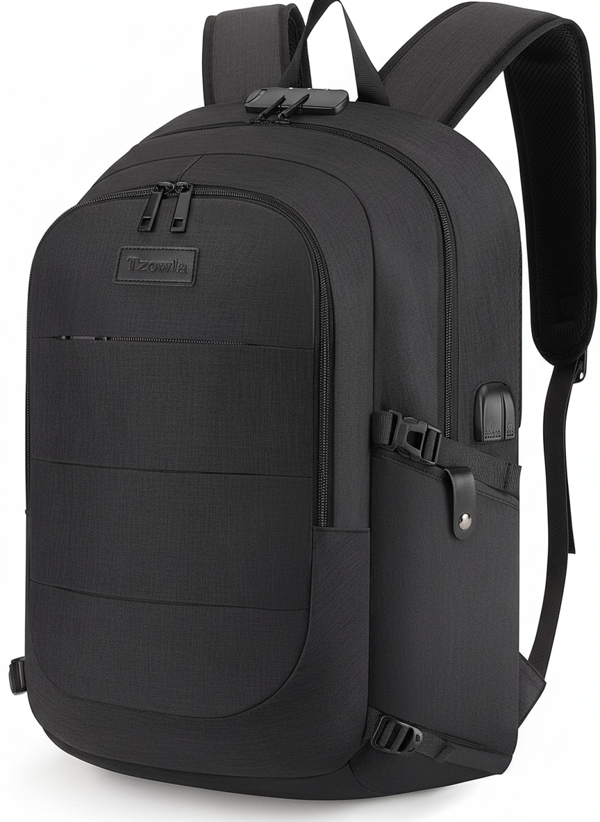 Stöldsäker laptopryggsäck med USB-port, perfekt för arbete, skola och affärsresor. Unisex design.