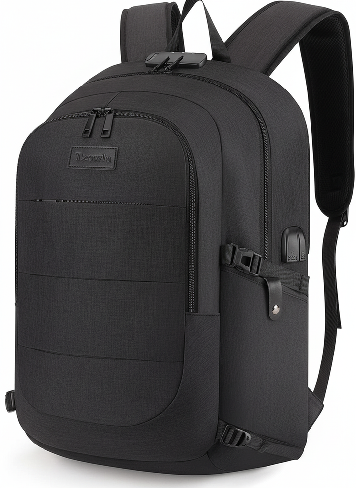 Stöldsäker laptopryggsäck med USB-port, perfekt för arbete, skola och affärsresor. Unisex design.
