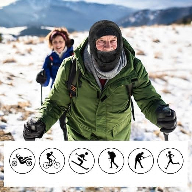 "Unisex Sherpa Balaclava i beige fleece, justerbar design, multifunktionell för både män och kvinnor, perfekt för kallt väder