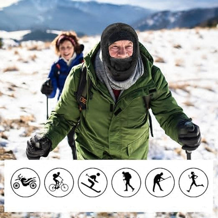 "Unisex Sherpa Balaclava i beige fleece, justerbar design, multifunktionell för både män och kvinnor, perfekt för kallt väder