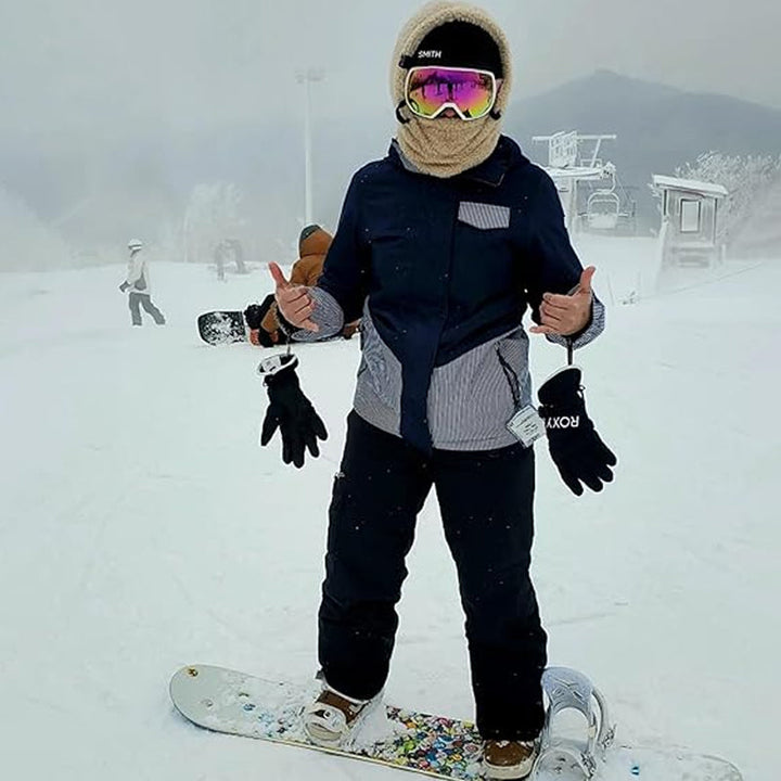 "Unisex Sherpa Balaclava i beige fleece, justerbar design, multifunktionell för både män och kvinnor, perfekt för kallt väder