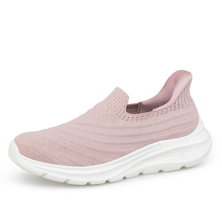 Sidovy av ergonomisk slip-in komfortsko. Stötdämpande sula, bekväma unisex skor för vardag.