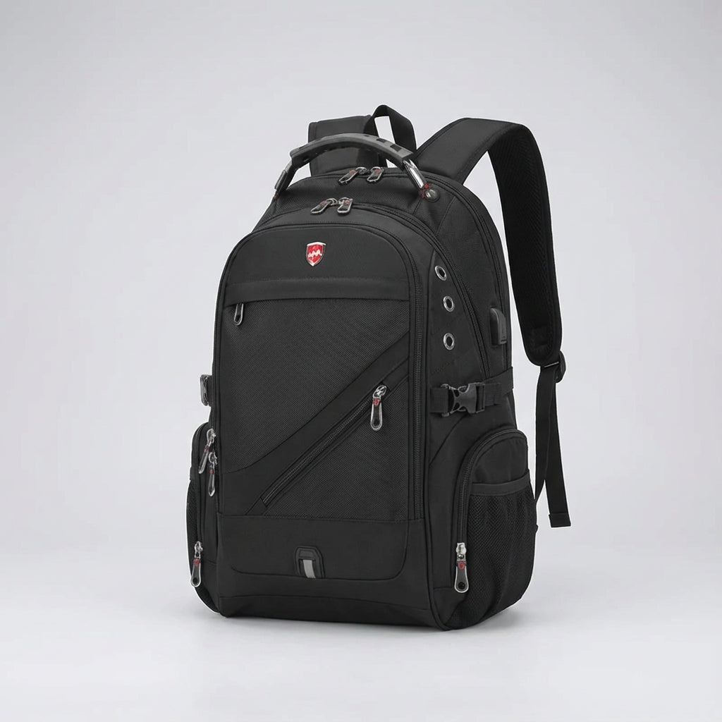 VoyageVault stöldsäker ryggsäck med USB-laddning. Vattentät design, perfekt för både äventyr och vardagsbruk.