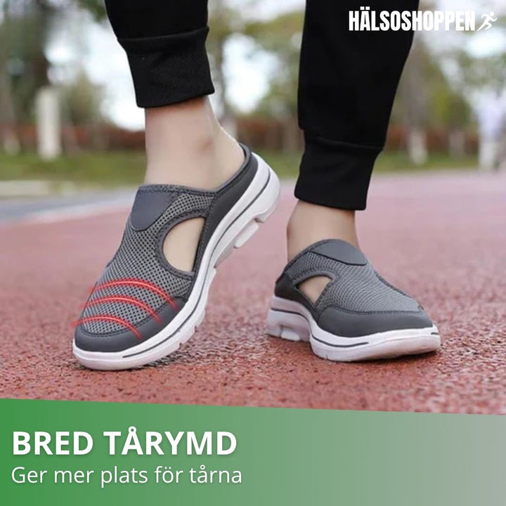 Bekväma stötdämpande sandaler för fotvård. Lättviktiga unisex fritidsskor med andningsbar design.