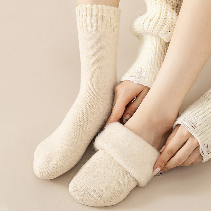 "Unisex termosockor vinter akryl ullblandning, grå färginslag, varm, slitstark och fukttransporterande design"