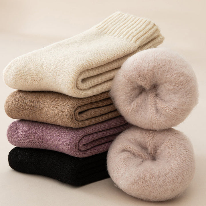 "Unisex termosockor vinter akryl ullblandning, grå färginslag, varm, slitstark och fukttransporterande design"