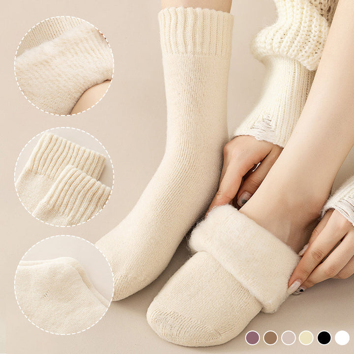 "Unisex termosockor vinter akryl ullblandning, grå färginslag, varm, slitstark och fukttransporterande design"