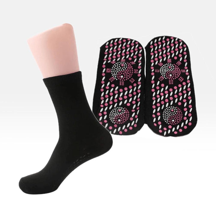 "Unisex tourmaline terapistrumpor i mjuk polyester, vit färg, främjar fjätvalvsstöd, motverkar fotsmärta och trötthet."