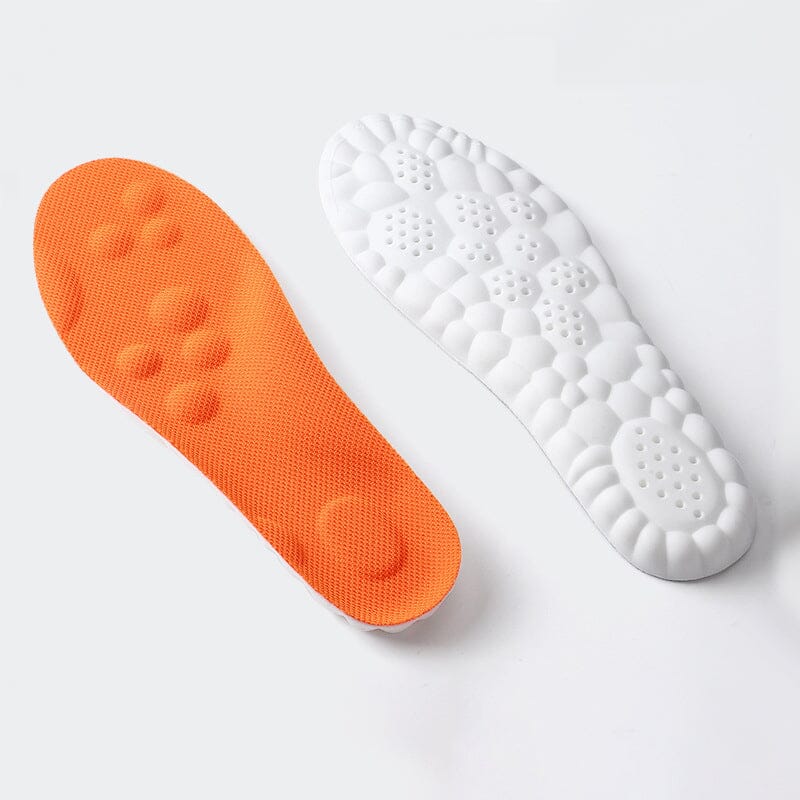 "Unisex U-formade andningsbara innersulor, orange och grå, perfekt för sport med bågestöd och stötdämpning."
