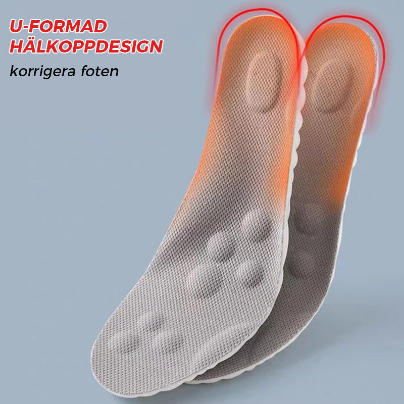 "Unisex U-formade andningsbara innersulor, orange och grå, perfekt för sport med bågestöd och stötdämpning."